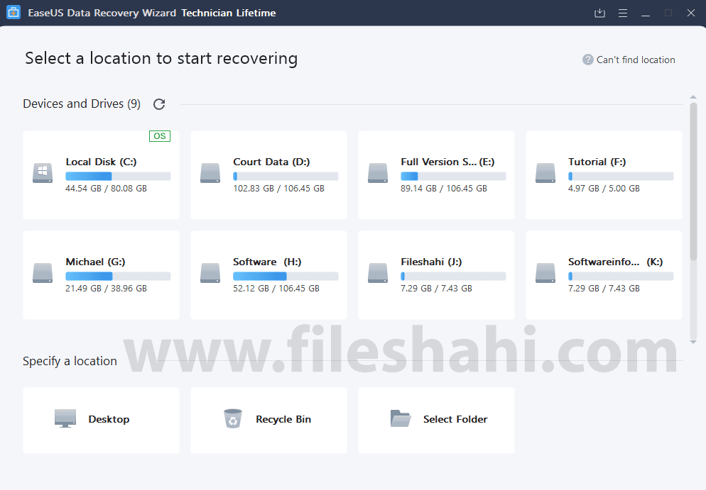 Recovery Data by EaseUS Data Recovery Wizard Free